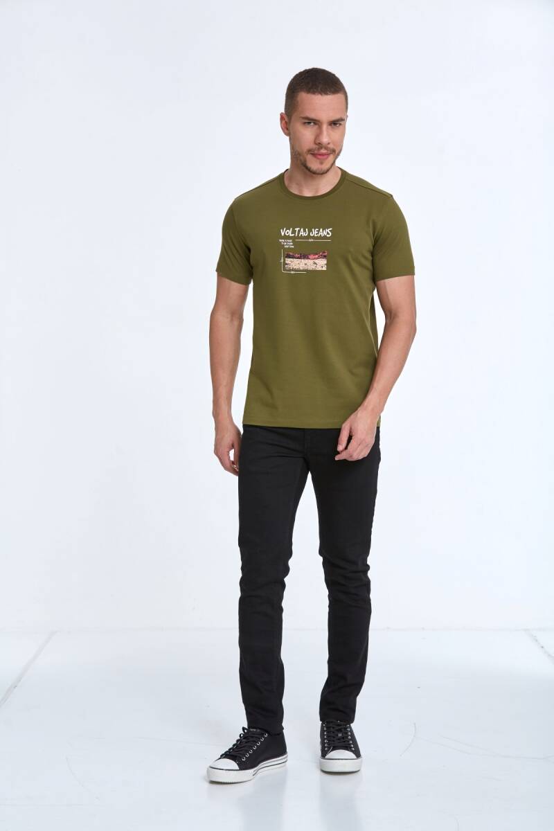 Rico Baskılı Erkek Tişört Haki - 3