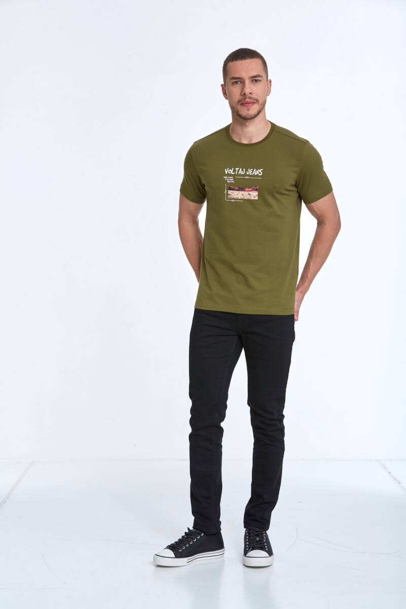 Rico Baskılı Erkek Tişört Haki - 4
