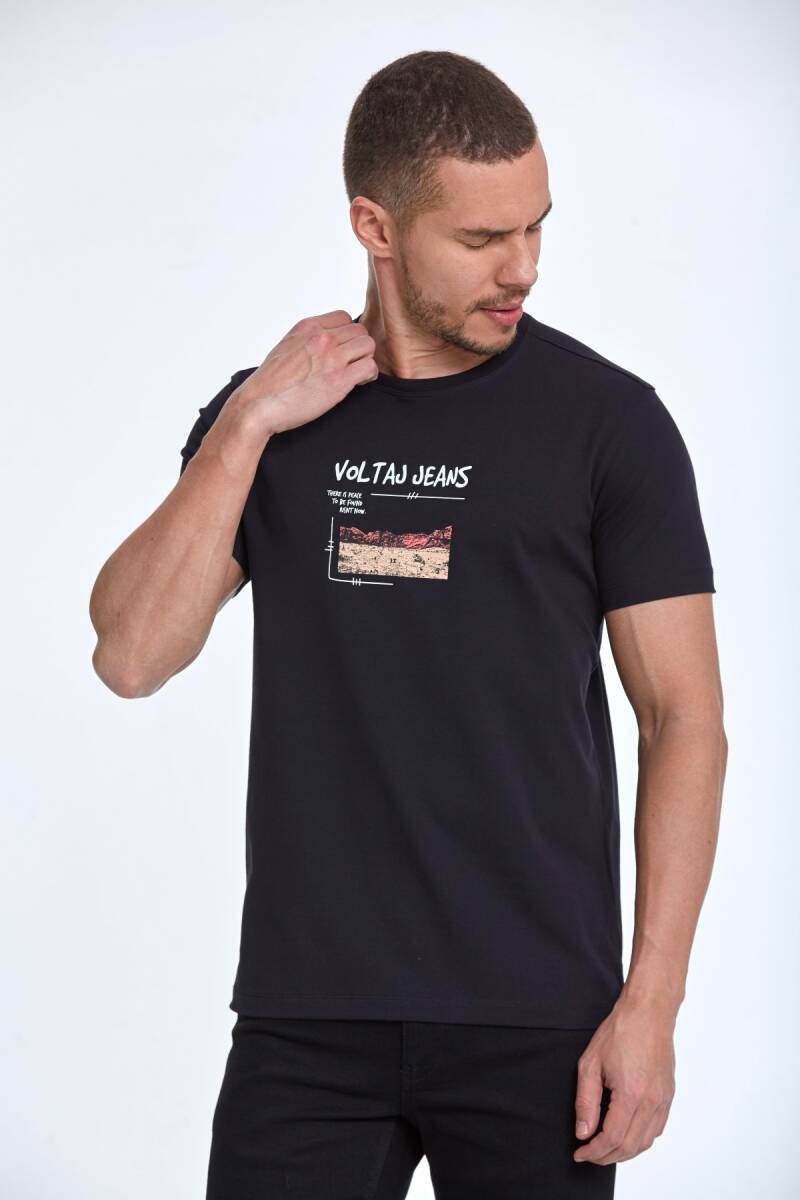 Rico Printed Men's T-Shirt Navy Blue - 1