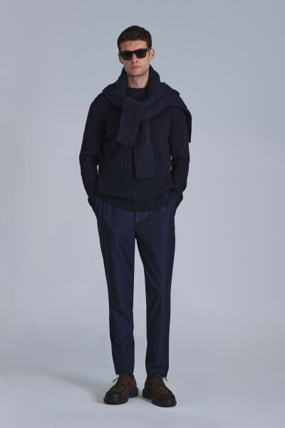 Right Men's Sweater Navy Blue - LUFIAN (1)