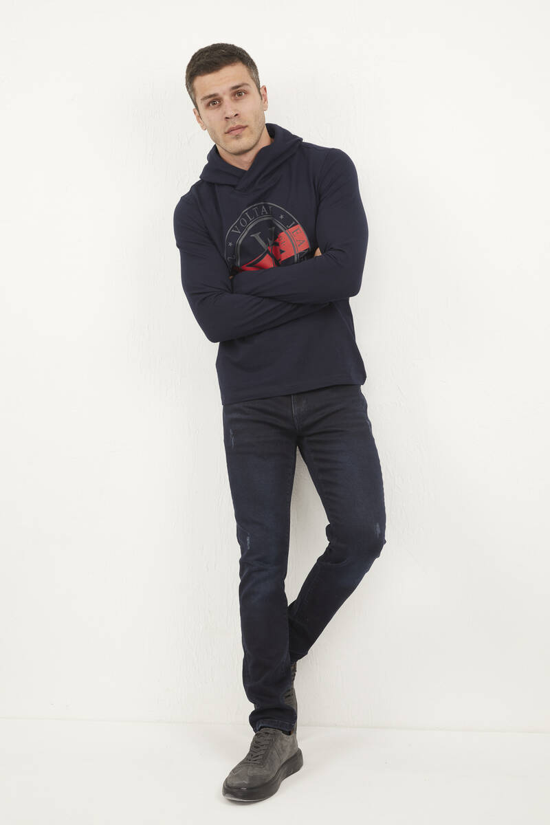 Rio Kapüşonlu Erkek Sweatshirt Lacivert - 1