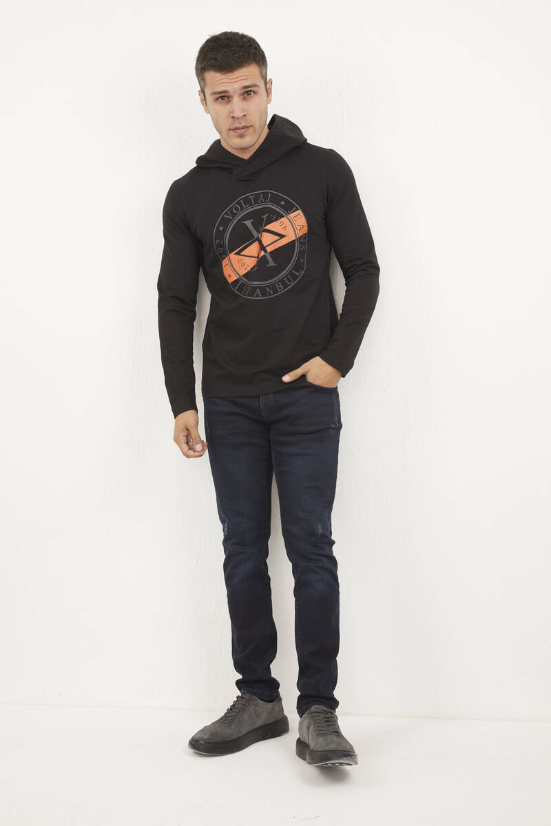 Rio Kapüşonlu Erkek Sweatshirt Siyah - 1
