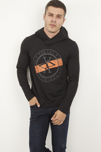 Rio Kapüşonlu Erkek Sweatshirt Siyah - 2