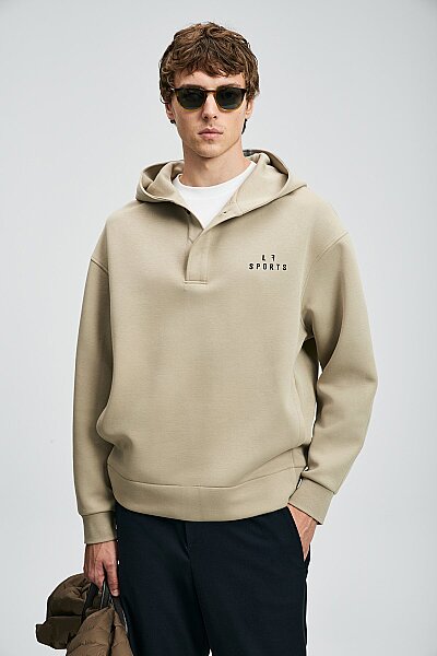 Road Erkek Sweatshirt Açık Bej - LUFIAN