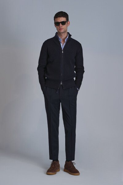 Road Men's Cardigan Navy Blue - LUFIAN (1)