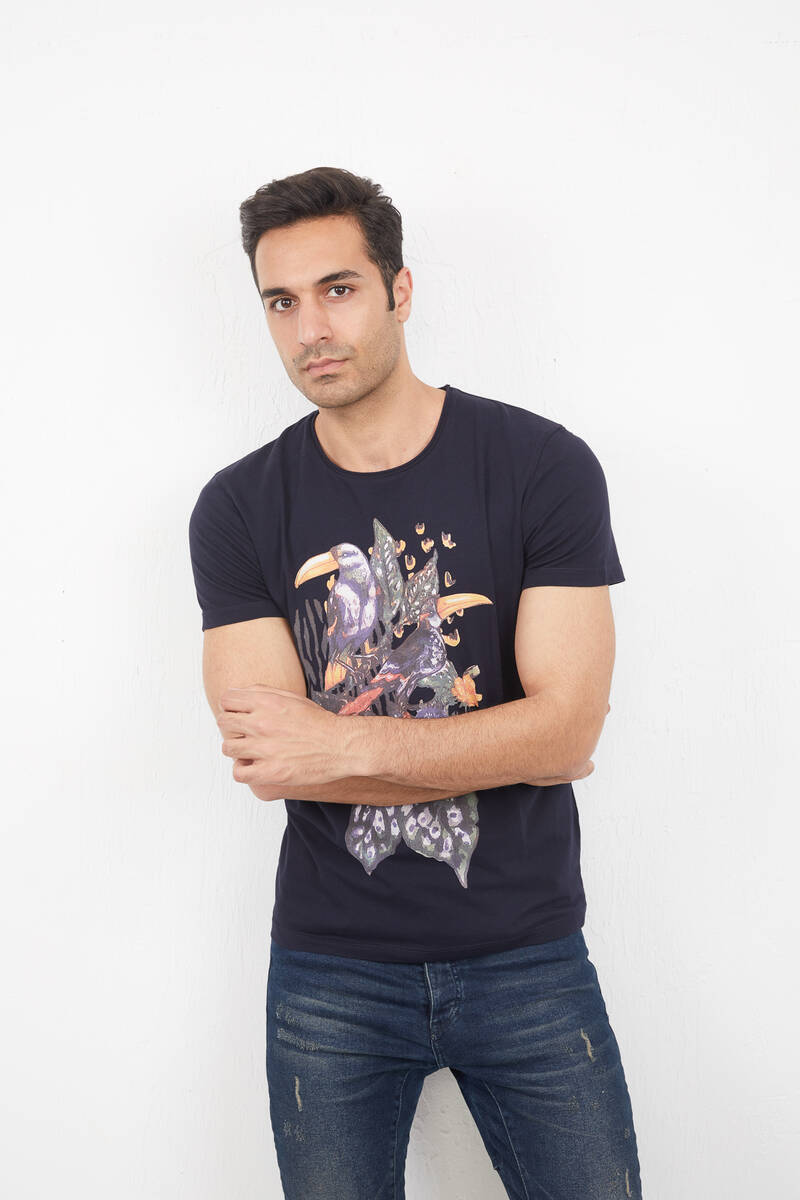 Roam Men's T-Shirt Navy Blue - 3