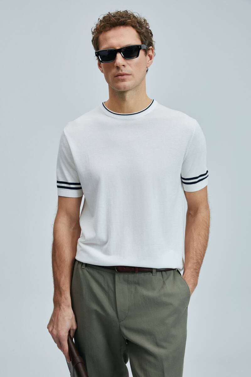 Robert Erkek İpek Karışımlı Kazak Kırık Beyaz - 1