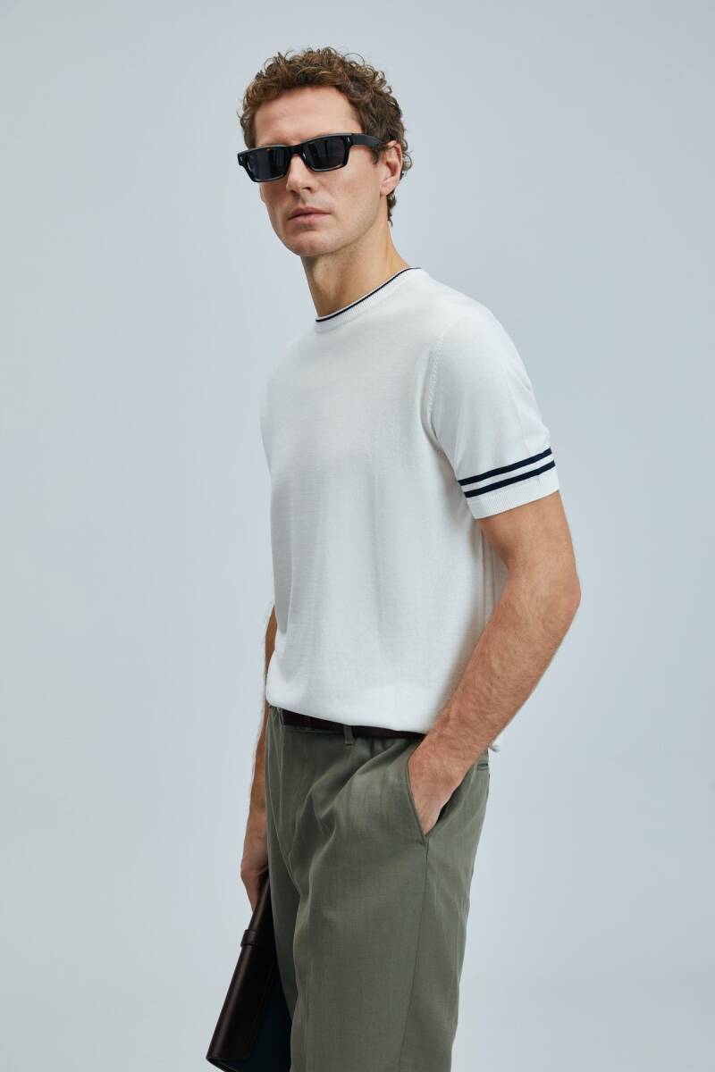 Robert Erkek İpek Karışımlı Kazak Kırık Beyaz - 4