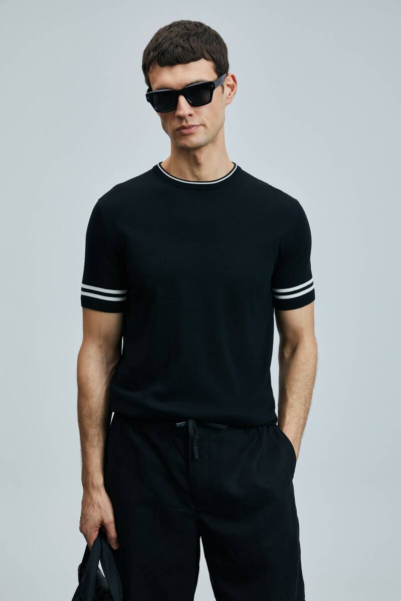 Robert Erkek İpek Karışımlı Kazak Siyah - 5