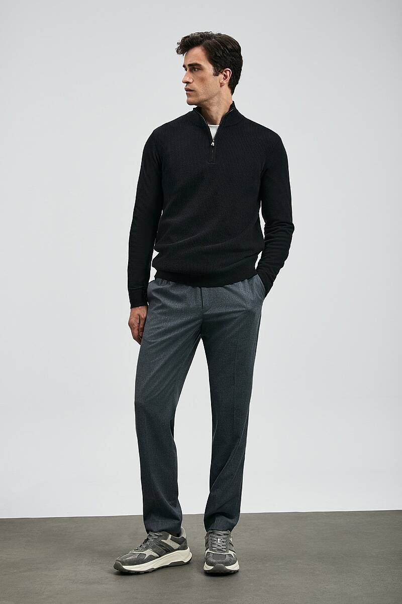 Robın Men’s Sweater Black Half Turtleneck - 3