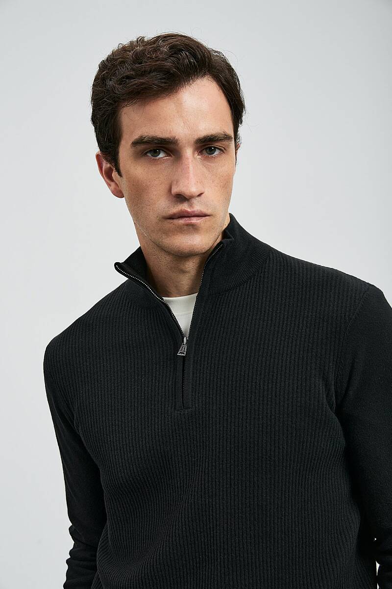 Robın Men’s Sweater Black Half Turtleneck - 5