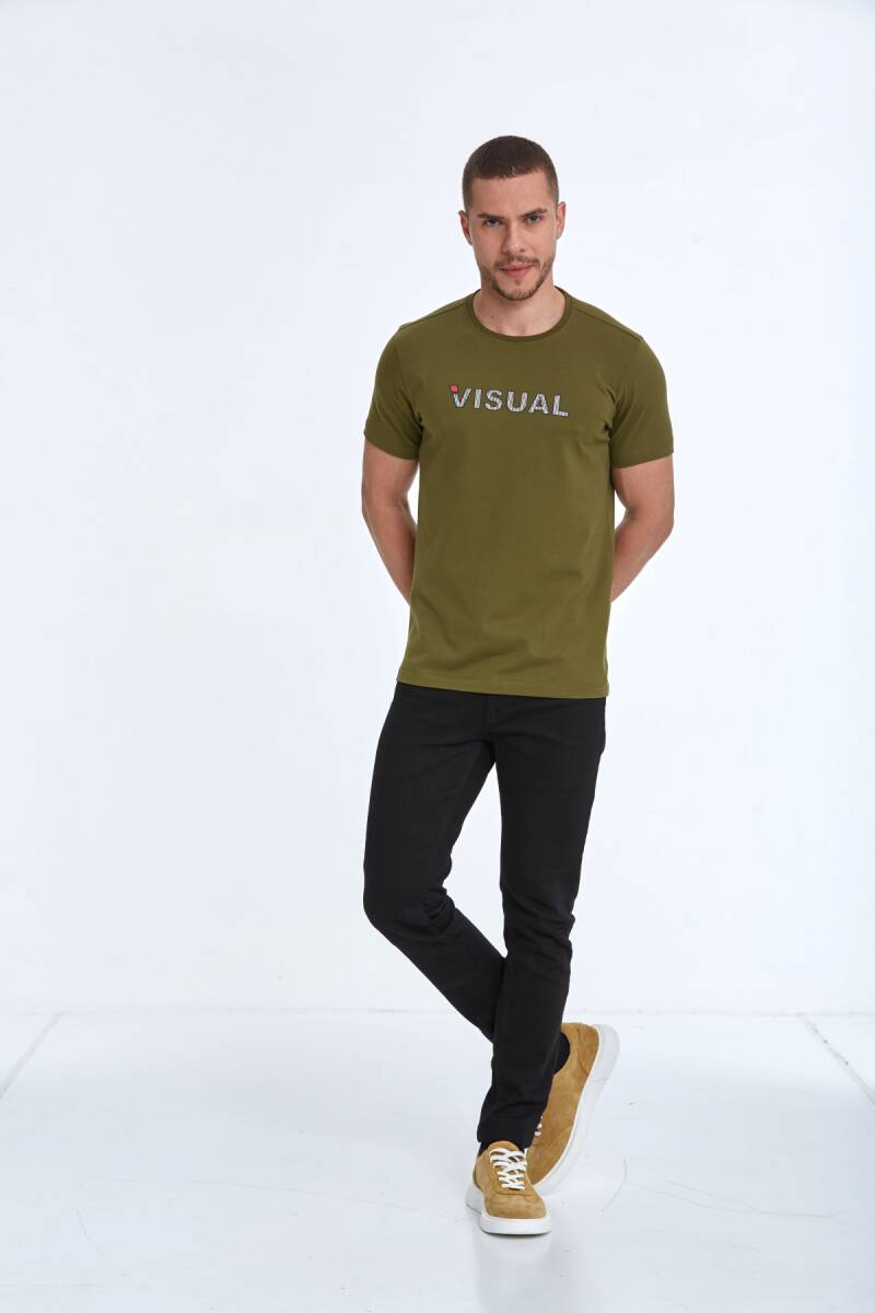 Rosa Printed Men's T-Shirt Khaki - 3