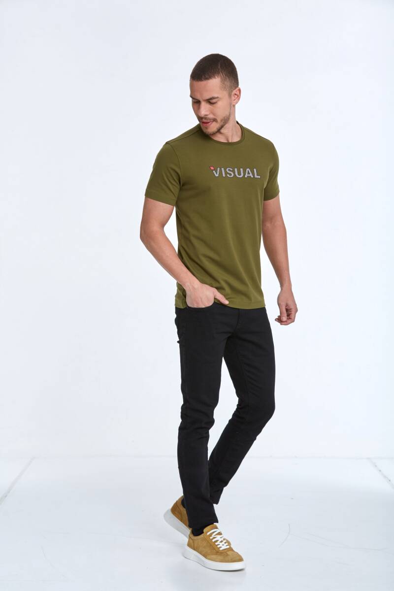 Rosa Printed Men's T-Shirt Khaki - 2