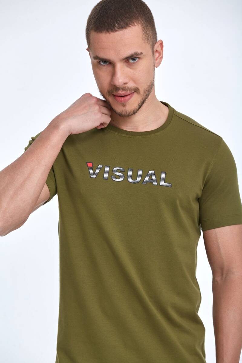 Rosa Printed Men's T-Shirt Khaki - 1