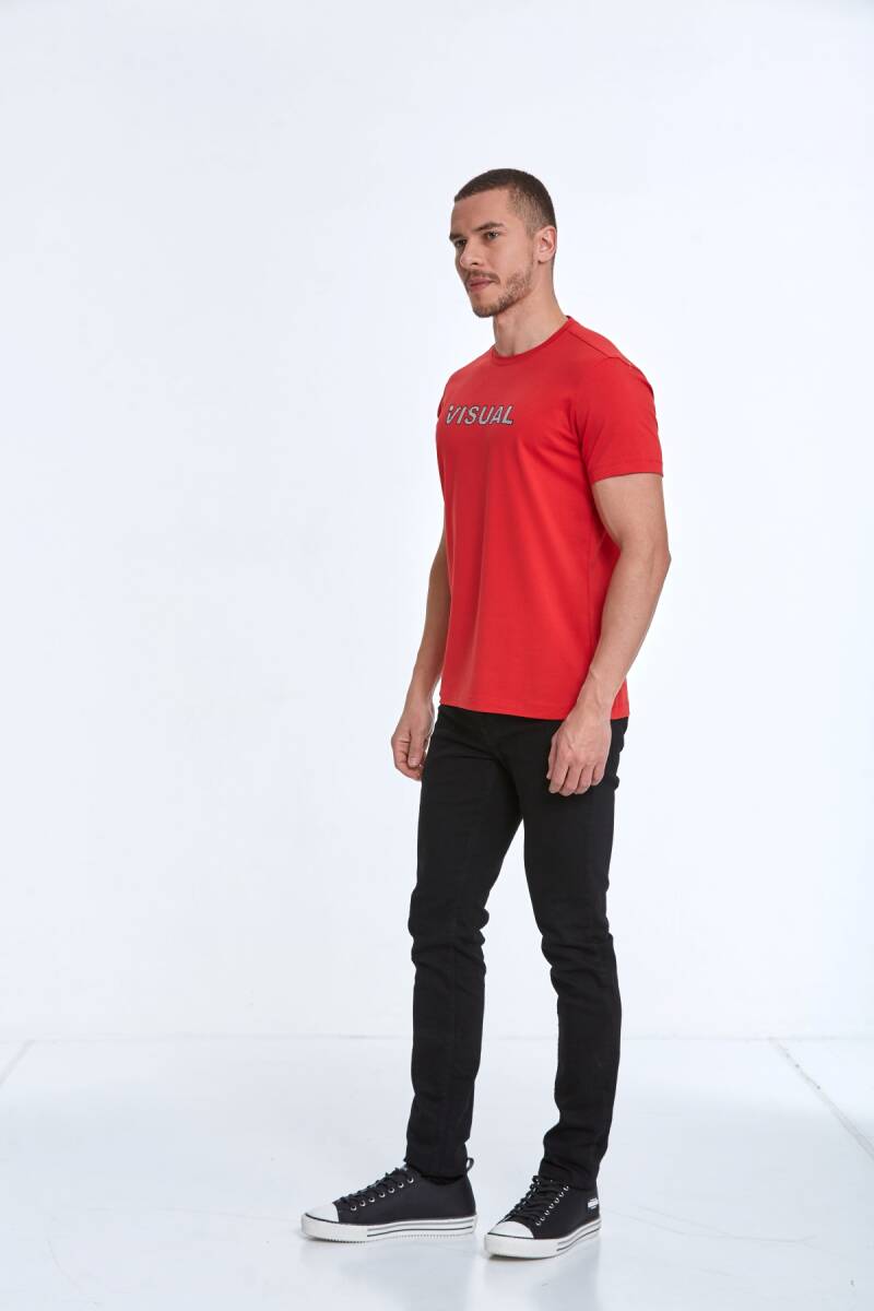 Rosa Printed Men's T-Shirt Red - 3