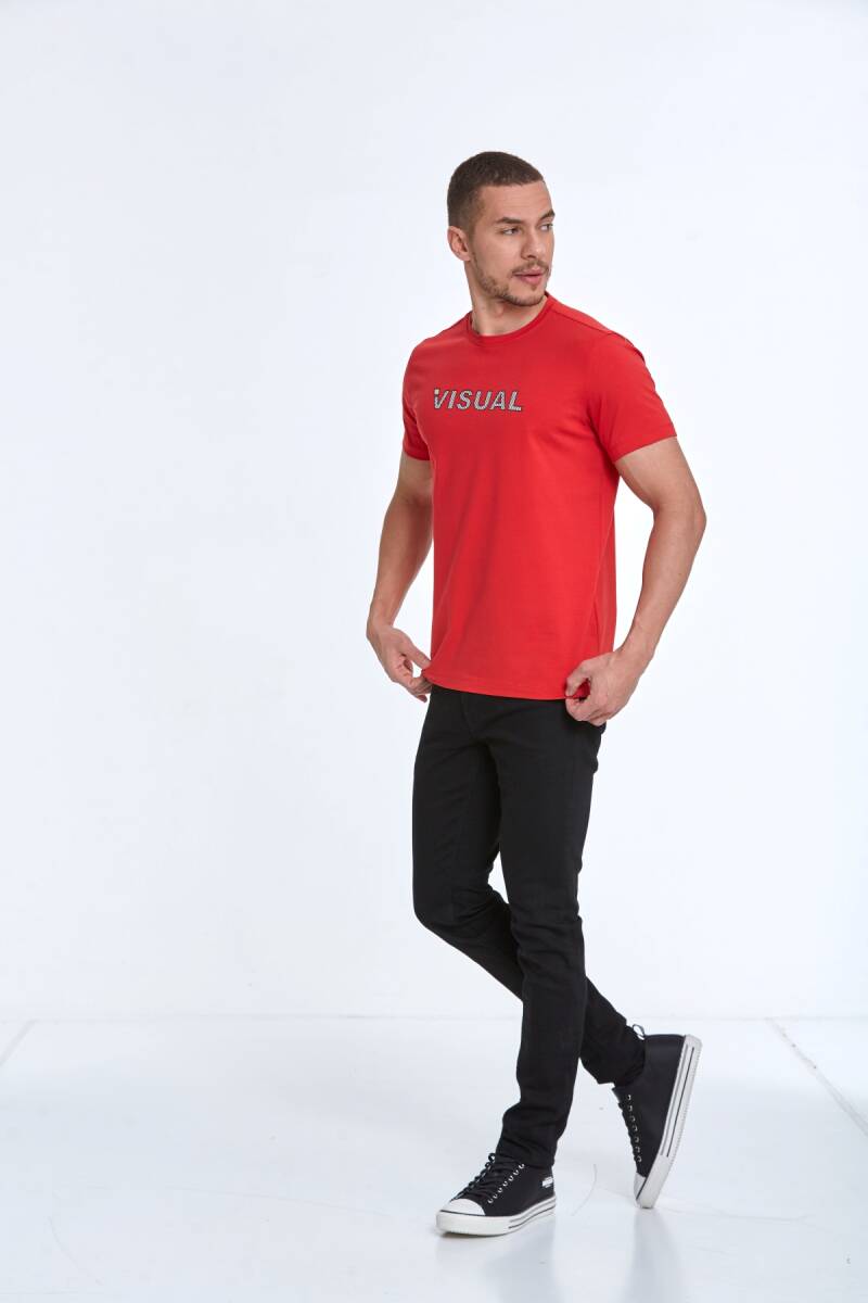 Rosa Printed Men's T-Shirt Red - 4