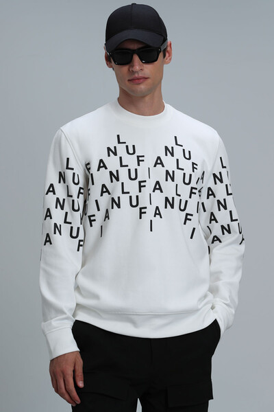 Rose Erkek Sweatshirt Kırık Beyaz - 1