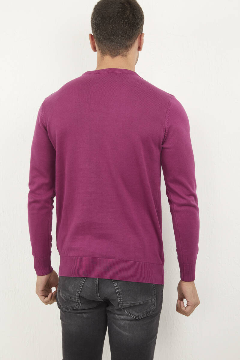 Round Neck Cotton Piece Dye Knitwear Sweater