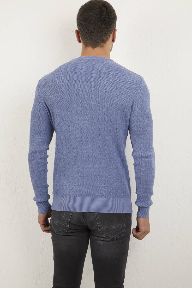 Round Neck Patterned Piece Dye Knitwear Sweater