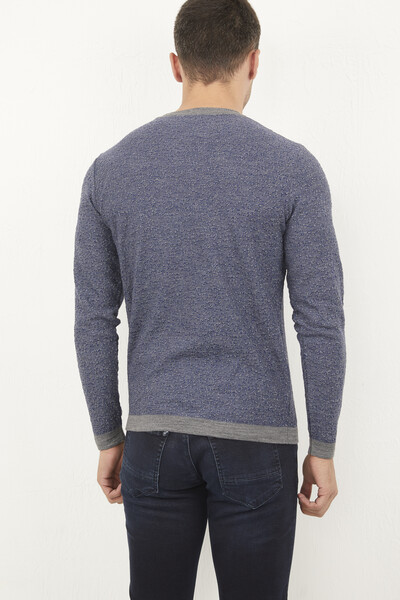 Round Neck Plain Knitwear Sweater - Thumbnail
