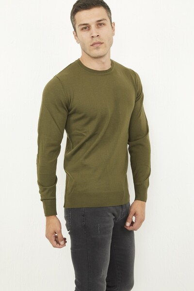 Round Neck Plain Men's Knitwear Sweater - Thumbnail