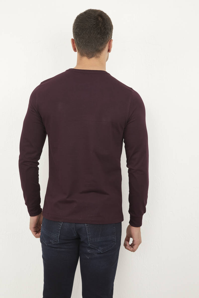 Round Neck V Embroidery Basic Sweatshirt