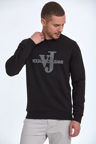 Round Neck VJ Printed Sweatshirt - Thumbnail