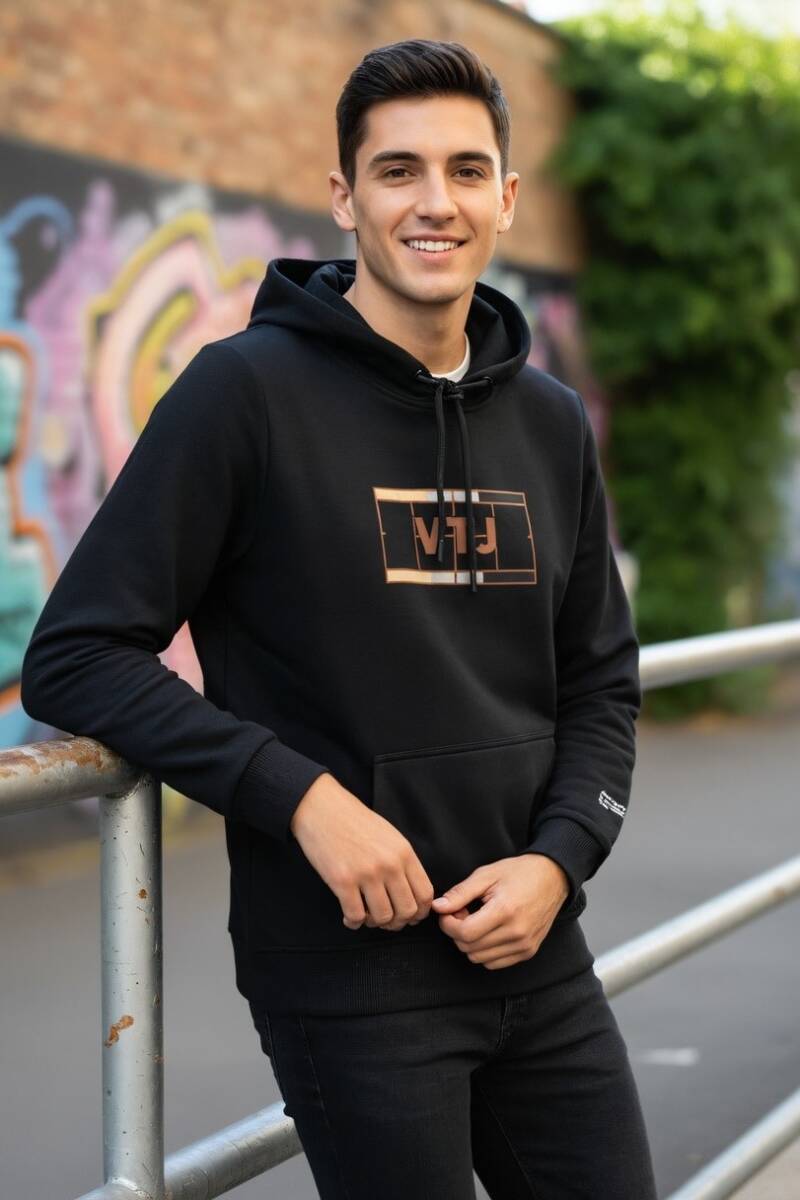 Sandro Kapüşonlu Erkek Sweatshirt Siyah - 1