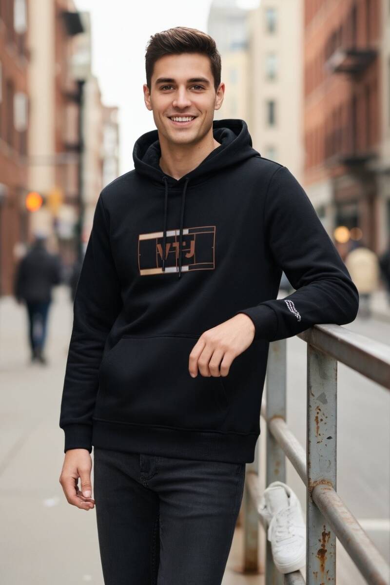 Sandro Kapüşonlu Erkek Sweatshirt Siyah - 2