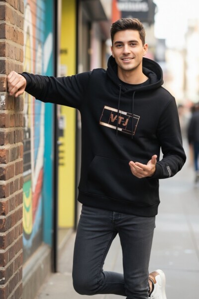 Sandro Kapüşonlu Erkek Sweatshirt Siyah - 4