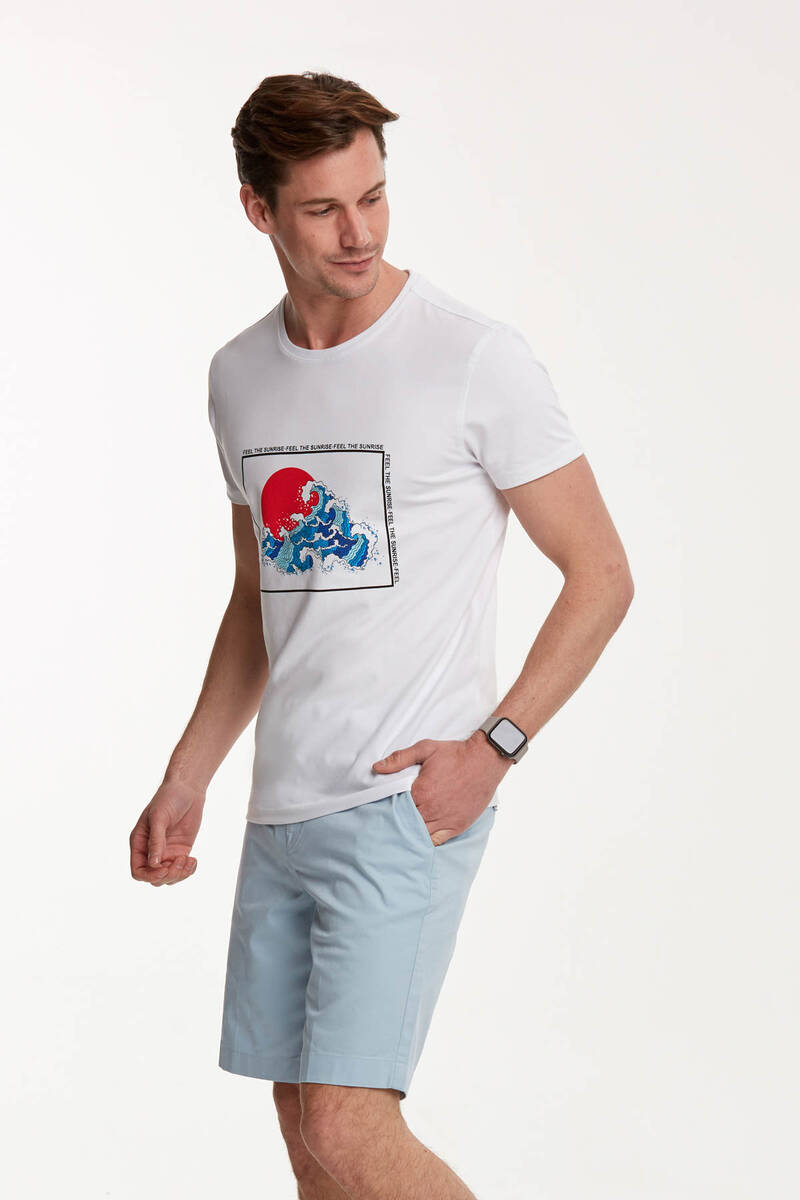 Sea Wave Printed Round Neck T-Shirt