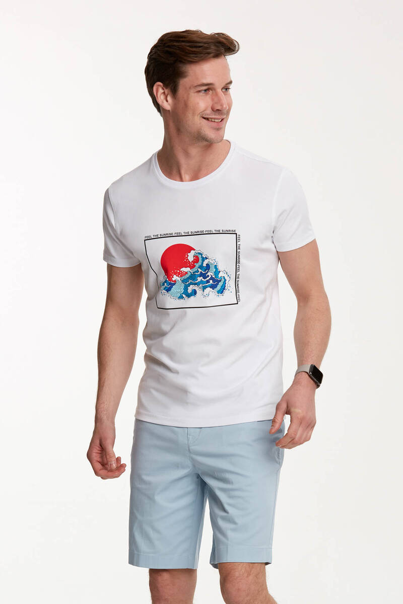 Sea Wave Printed Round Neck T-Shirt