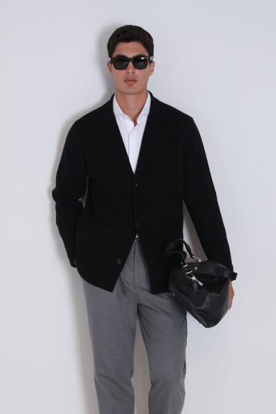 Shay Men's Cardigan Black - LUFIAN (1)