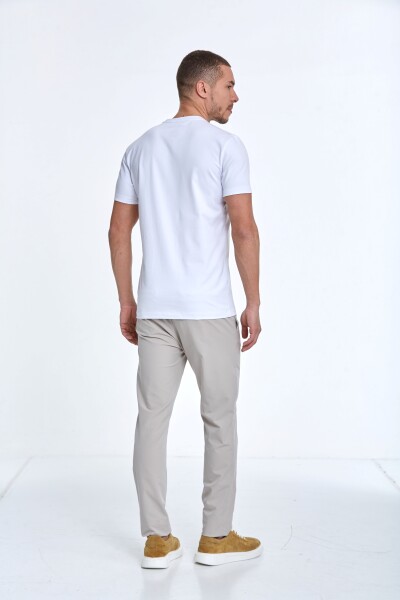 Shein Baskılı Erkek Tişört Beyaz - 5
