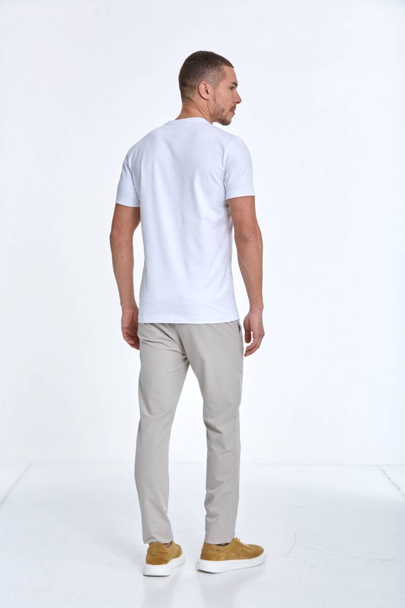 Shein Baskılı Erkek Tişört Beyaz - 5