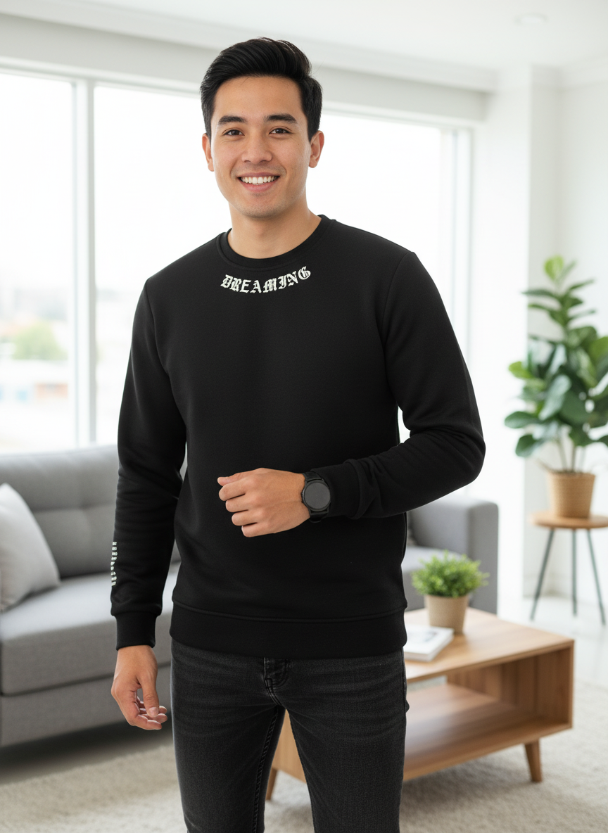 Sierre Bisiklet Yaka Erkek Sweatshirt Siyah - 1