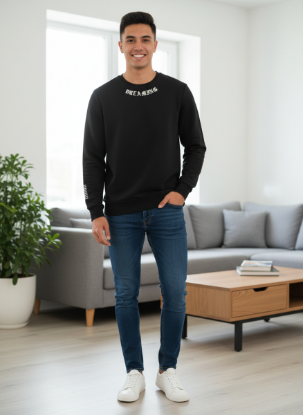 Sierre Bisiklet Yaka Erkek Sweatshirt Siyah - 2