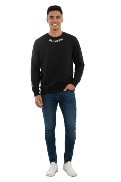 Sierre Bisiklet Yaka Erkek Sweatshirt Siyah - 4
