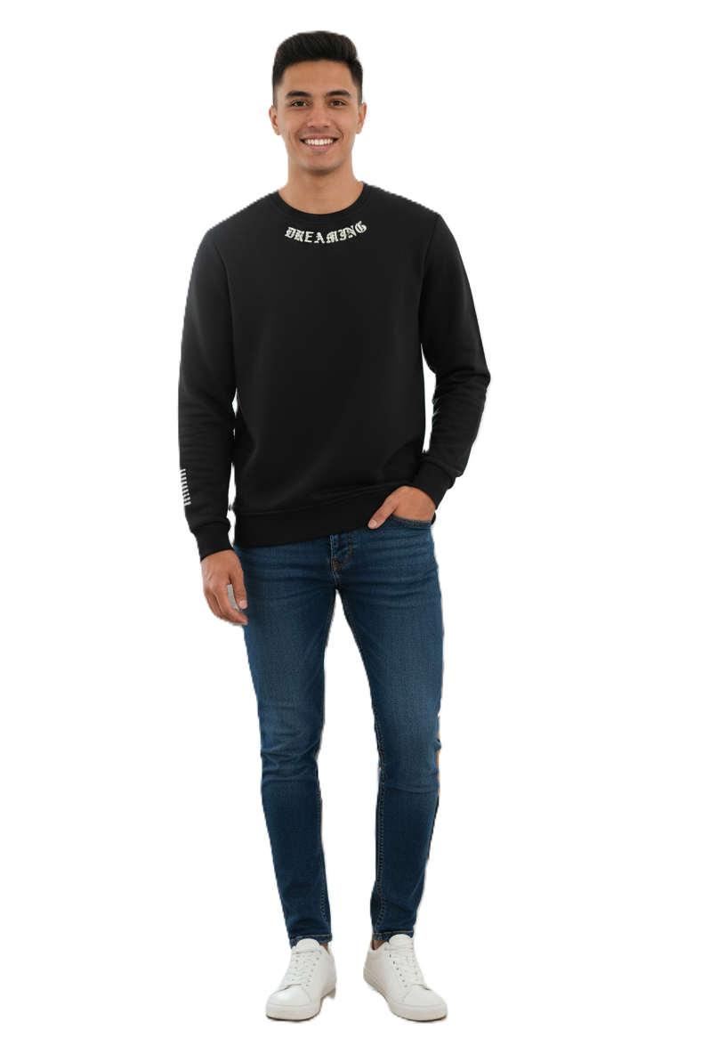 Sierre Bisiklet Yaka Erkek Sweatshirt Siyah - 4