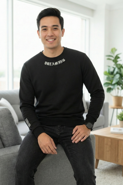 Sierre Bisiklet Yaka Erkek Sweatshirt Siyah - VOLTAJ (1)