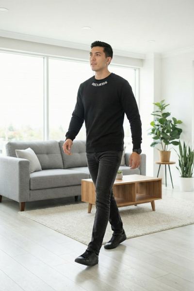 Sierre Bisiklet Yaka Erkek Sweatshirt Siyah - 6