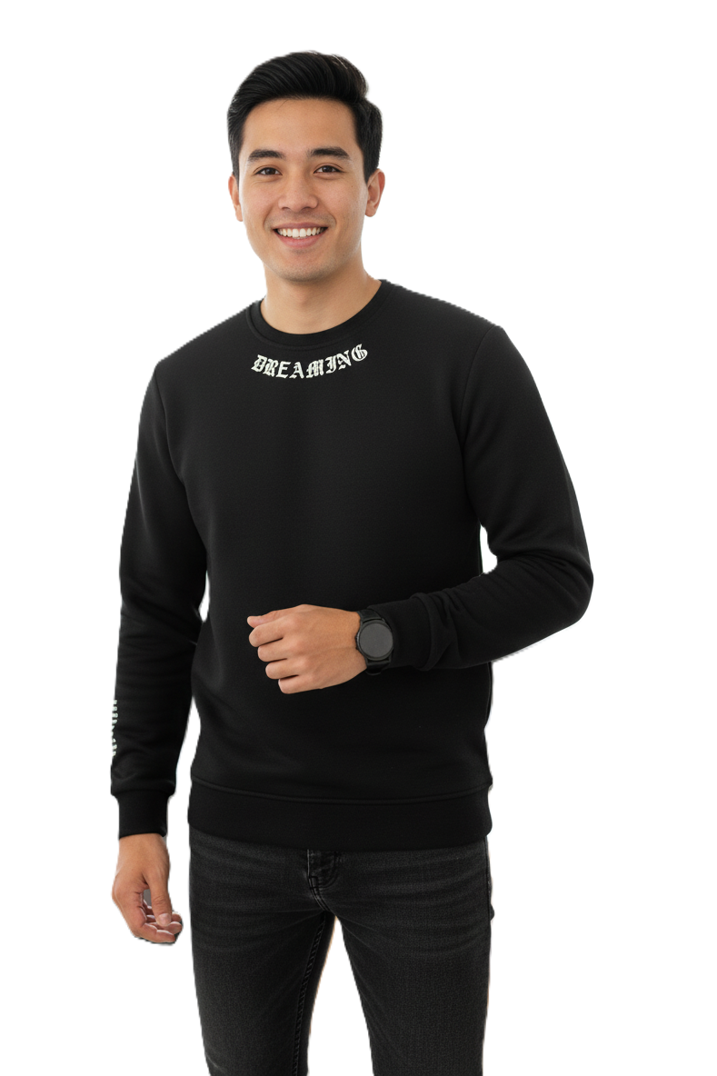 Sierre Bisiklet Yaka Erkek Sweatshirt Siyah - 1