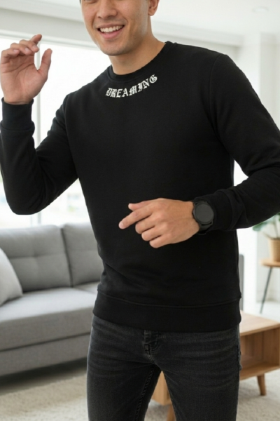 Sierre Crew Neck Men's Sweatshirt Black - 3