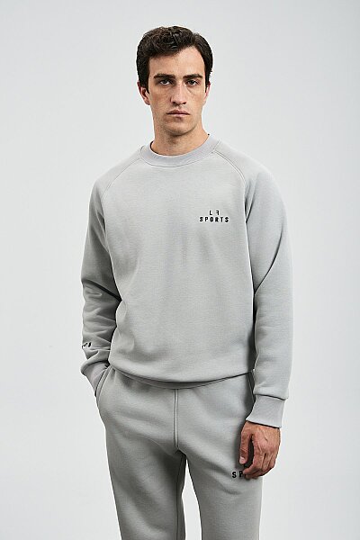 Sıgma Erkek Sweatshirt Açık Gri - LUFIAN