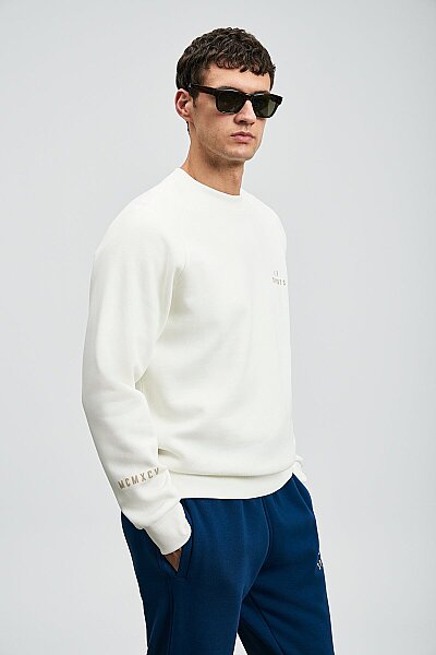 Sıgma Erkek Sweatshirt Kırık Beyaz - 5
