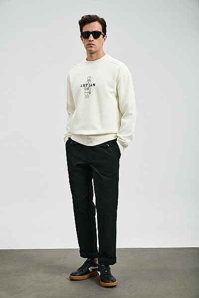 Sımba Erkek Sweatshirt Kırık Beyaz - LUFIAN