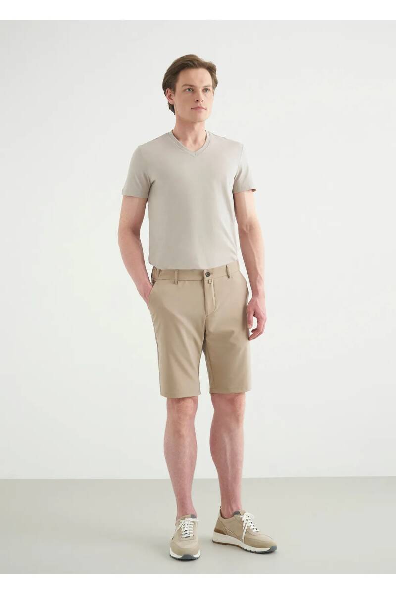 Sketch Beige Color Formal Shorts - 1