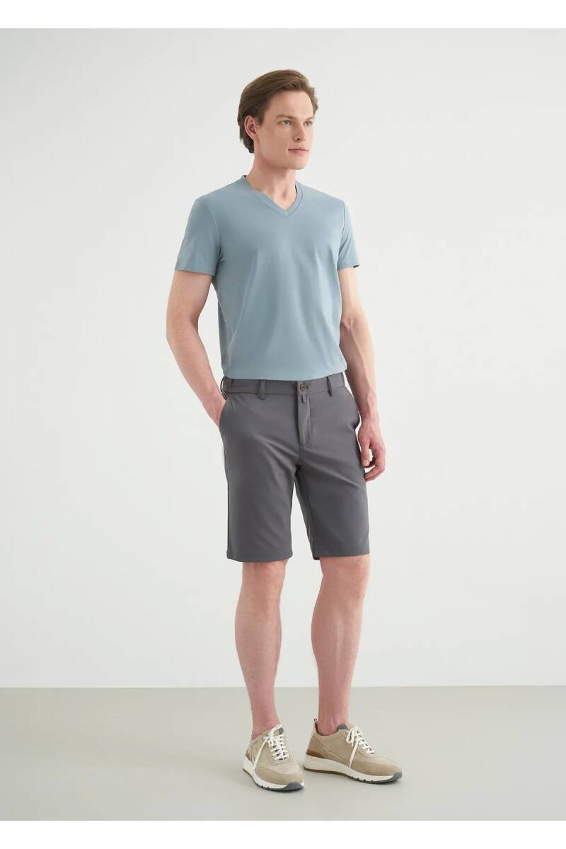 Sketch Gray Color Formal Shorts - 1