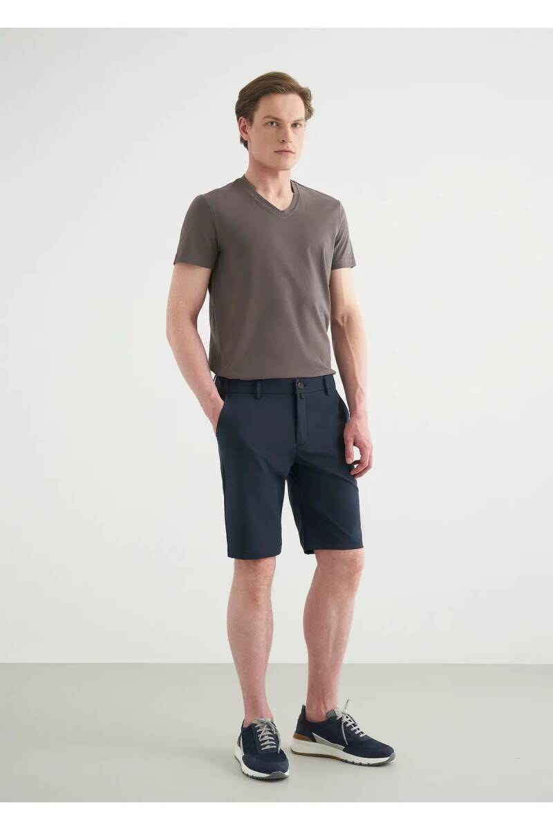 Sketch Navy Blue Color Formal Shorts - 1