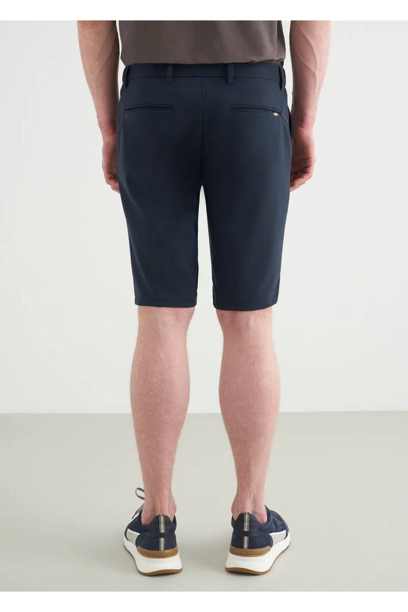 Sketch Navy Blue Color Formal Shorts - 5